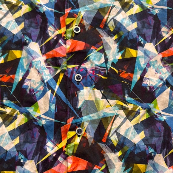 Robert Graham Blue and Red Casual Button Down Shirt Vibrant Design - Picture 4 of 5